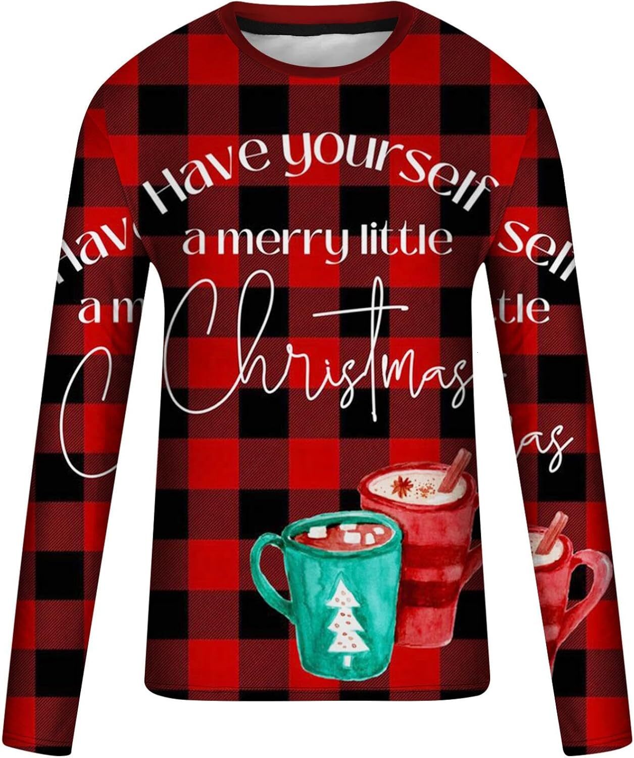 Long Sleeve Shirts for Men sweatshirt Men's Christmas Shirt Long Sleeve Crewneck Ugly 3D Xmas Tree Graphic Casual T Shirt Pullover Sports Tops Bl