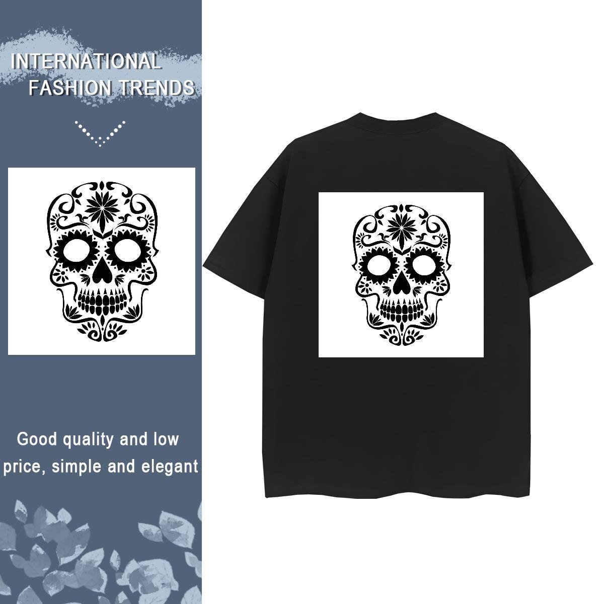 Fashion New T-Shirts for Women 230g Cotton O Neck Short Sleeves Sport skull Womens Tshirts Unisex Anime Tops Shirt