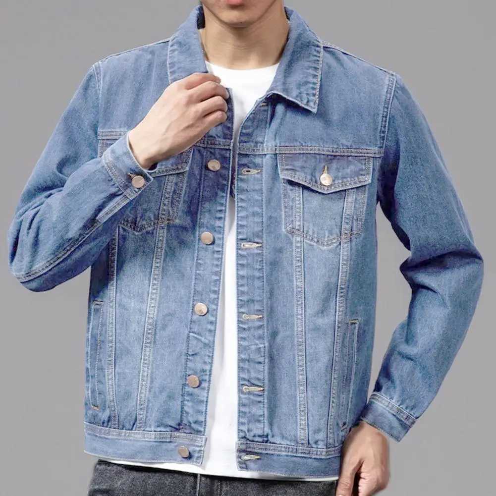 Mens casual cotton denim jeans Masculina ultra-thin wash vintage classic blue denim jacket mens clothing W241011