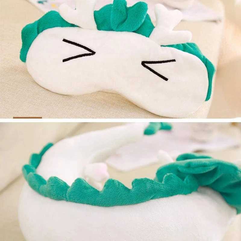 Cute White Dragon Neck Pillow Japanese Animation Plush Animal Neck Pillow Animal Body Flying Pillow with Sleep Goggles W240819