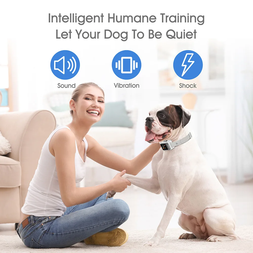 Pet Anti-barking Collar Automatic Barking Stopper for Dog Training AI Intelligently Identifies Barking Collar with Color Display