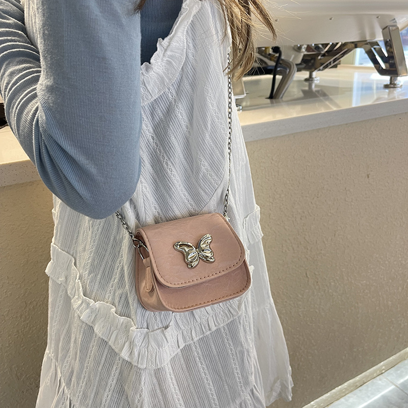 Casual Small for Women Summer New Mini Lipstick Slant Cross This Year's Fashion Butterfly Chain Shoulder Bag