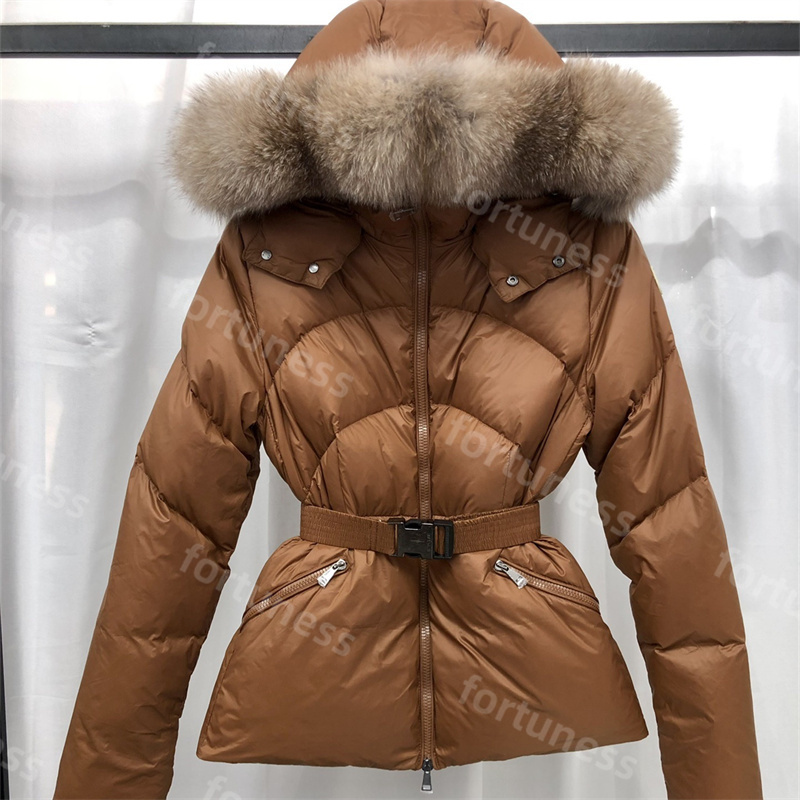 Womens winter Designer Luxury Jacket Down jackets fur coats real hair collar fashion warm parkas with belt lady cotton coat outerwear big pocket