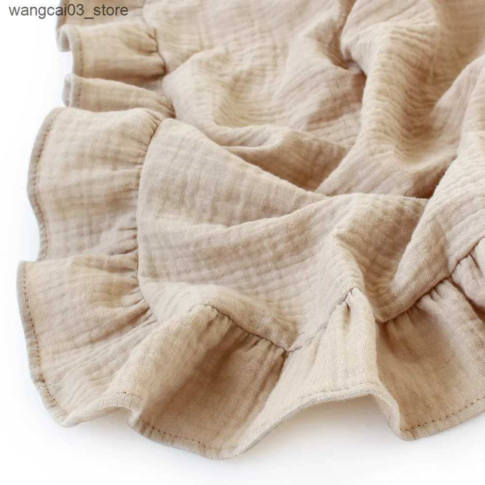 Blankets Swaddling Ruffle Muslin Baby Blanket for New Born Swaddle Wrap Newborn Receiving Blankets Infant Baby Stuff Bath Towel Bedding Quilt L240910