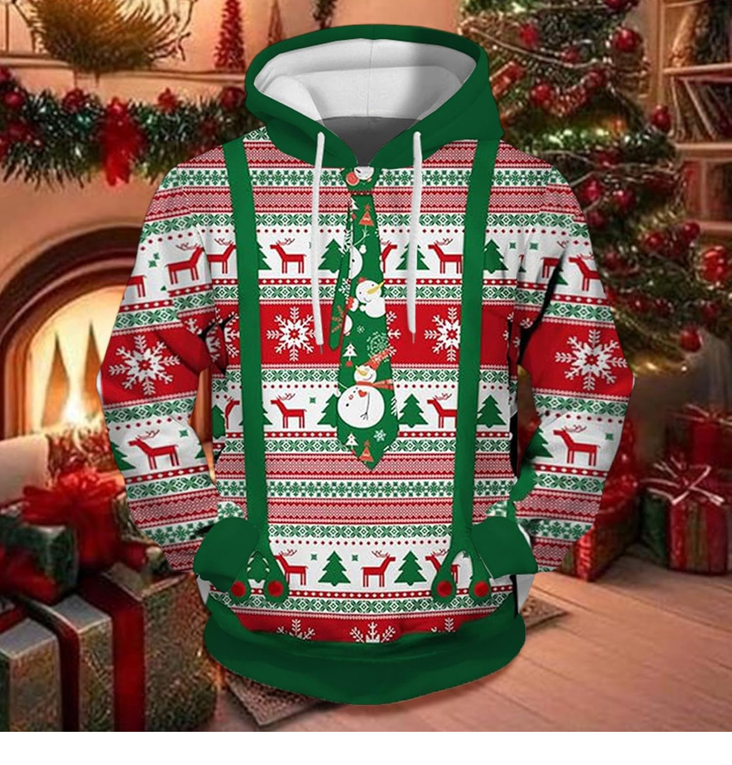 Hoodie for Mens Womens Ugly Christmas Jumper Sweater for Men Long Sleeves Sweatshirt 3D Print Pullover Sweaters Xmas Fall Outwear Graphic trend