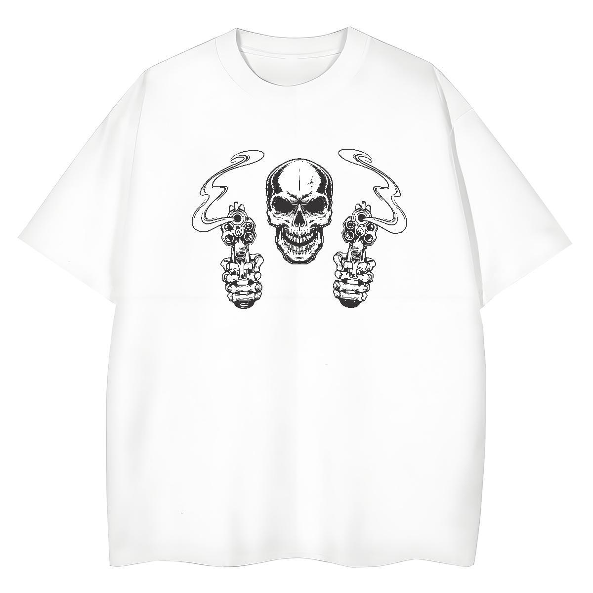 2024 DIY Women T Shirts 230g 100% Cotton Round Neck Short Sleeve Street Wear skull Women Tees Free Shipping Custom Print Oversized Clothes Shirt