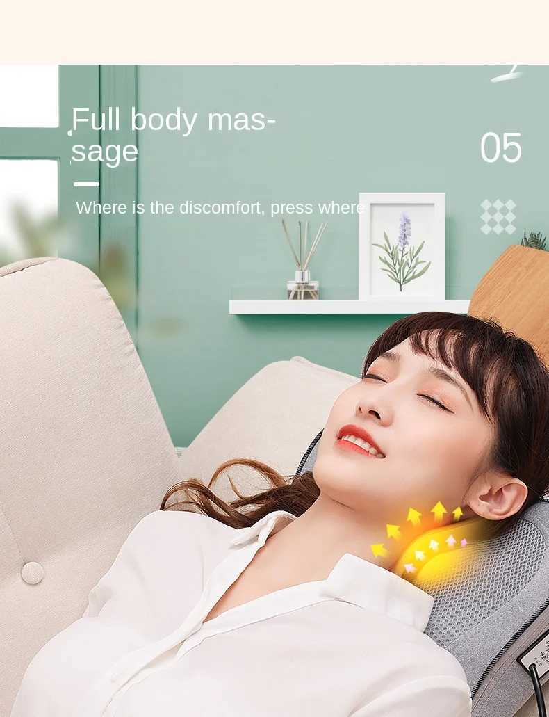 Rechargeable pillow massage pad rolling electric body waist stretching back pad remote control 7-color light W240819