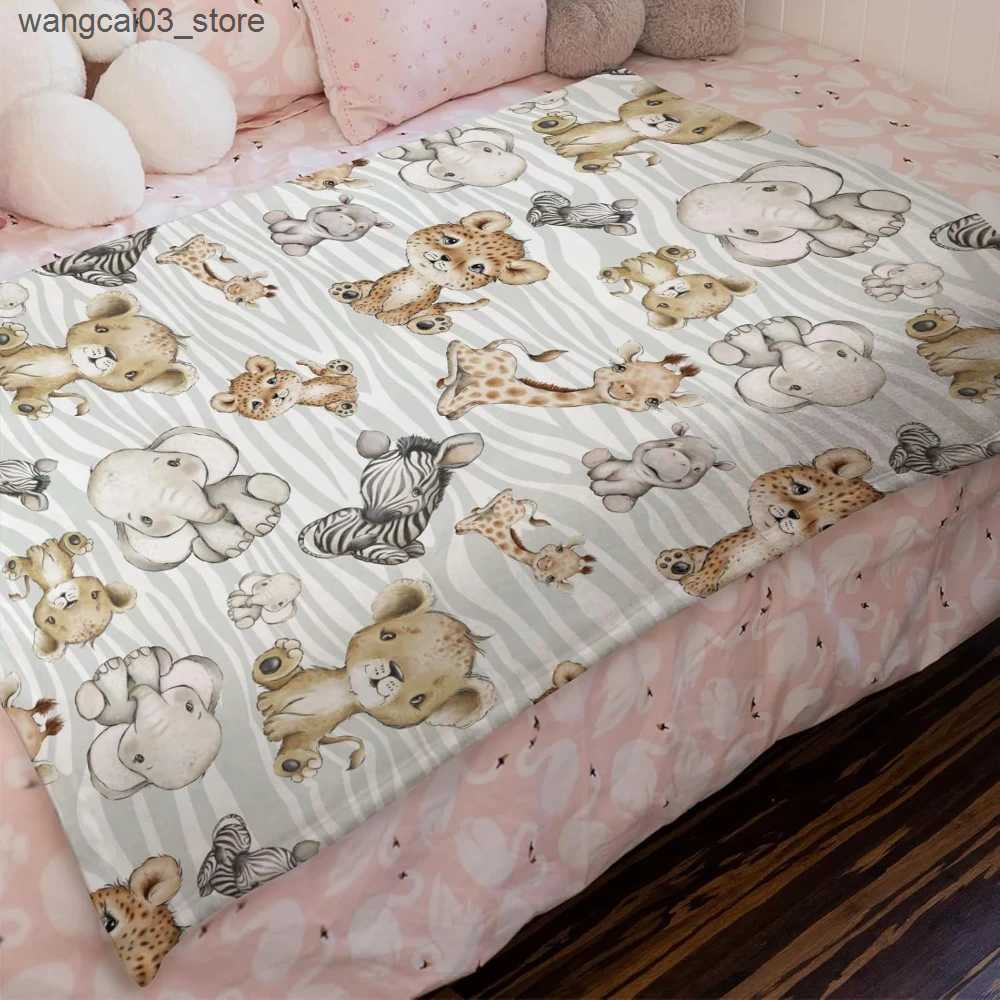 Blankets Swaddling African Animal Baby Blanket Newborn Boy Girl Shower Gift Elephant Giraffe Lion Flannel Fleece Nursery Bed Receiving Swaddle L240910