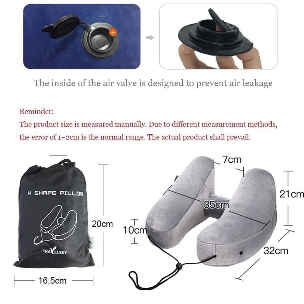 1 pack H-shaped massage pillow inflatable portable storage outdoor travel long-distance car airplane seat cover neck pillow W240819