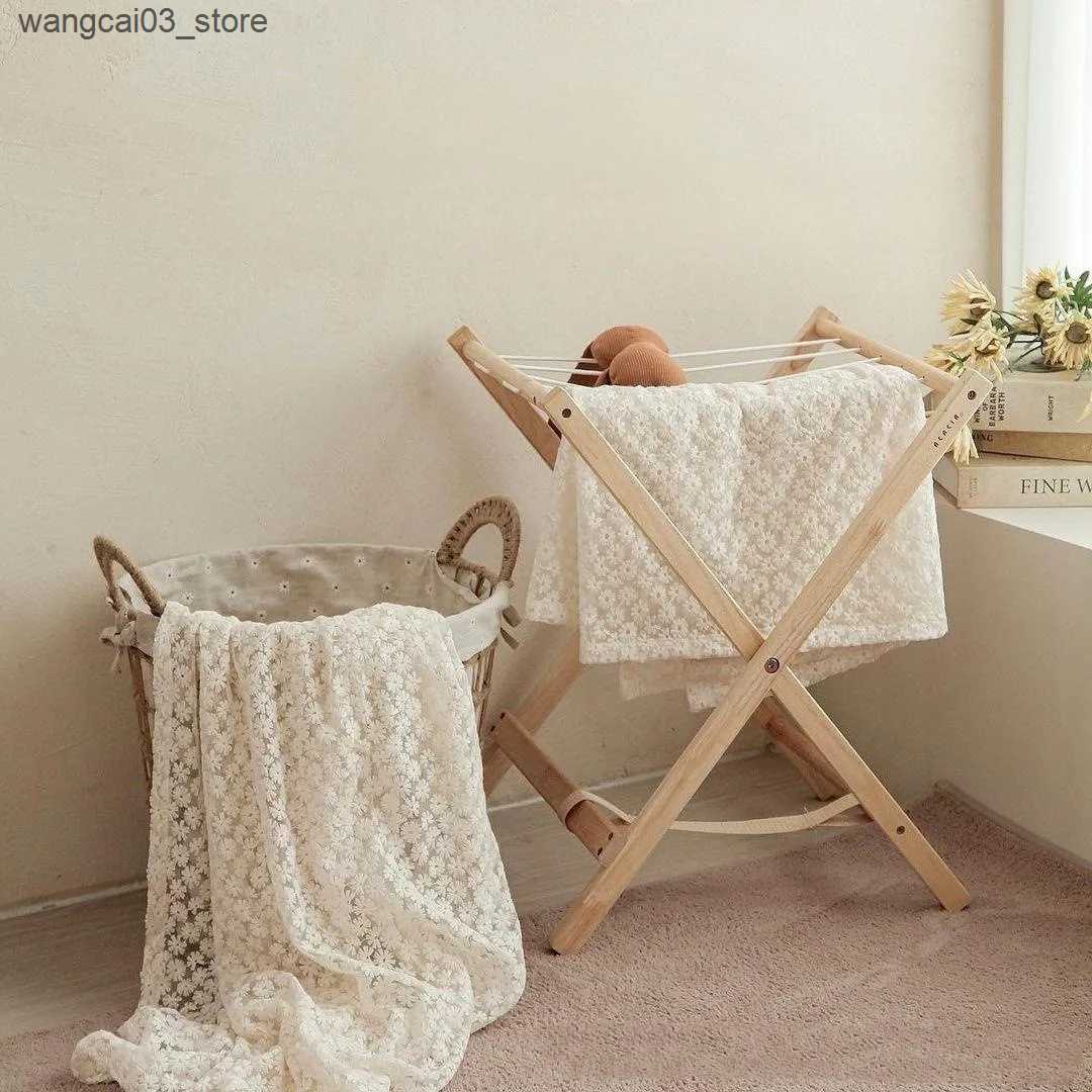 Blankets Swaddling Summer Baby Blanket Newborn Swaddle Wrap Flower Lace Baby Receiving Blankets Baby Photo Shoot Photography Drops Blanket 120cm L2409