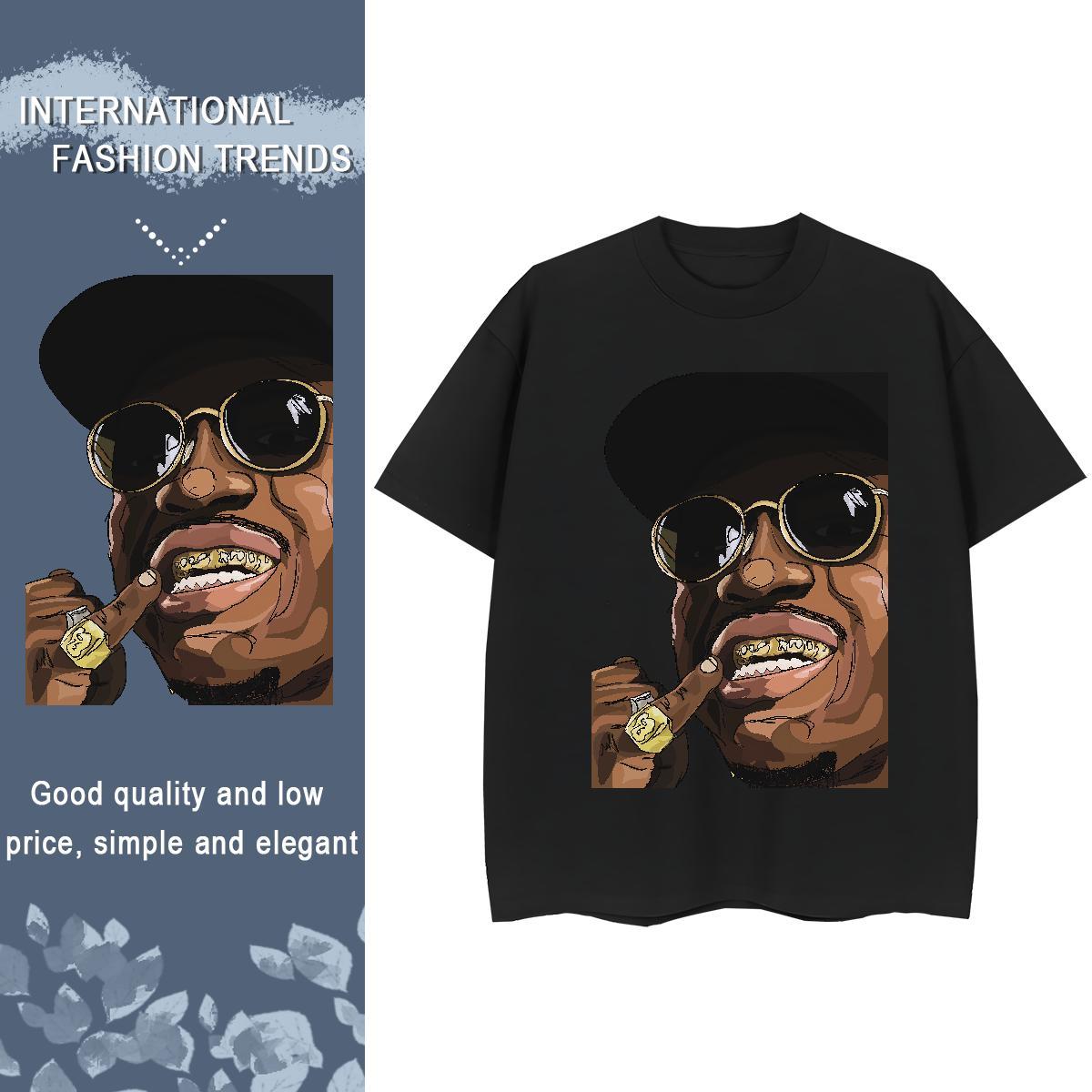 Fashion Woman T Shirts 230g Cotton Breathable Crew Neck High Street Hip Hop happy Lady T shirt Wholesale Black Oversized Tees Shirts