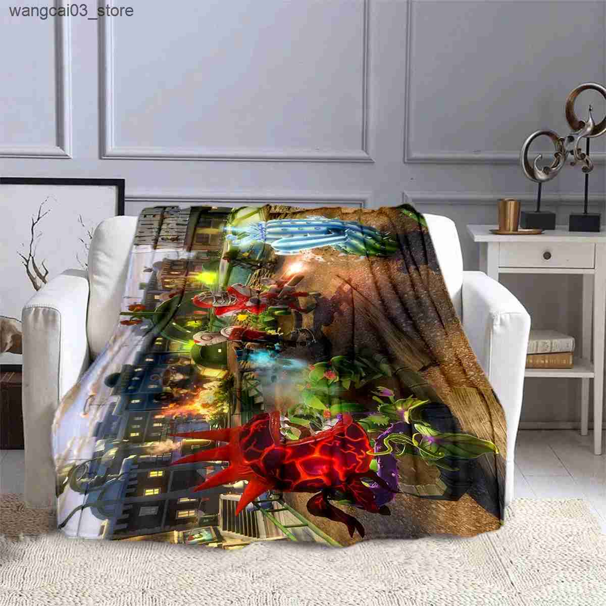 Blankets Swaddling Game P-Plants vs. Zombies Blanket Childrens High Quality Flannel Soft Comfortable Home Travel Blankets L240910