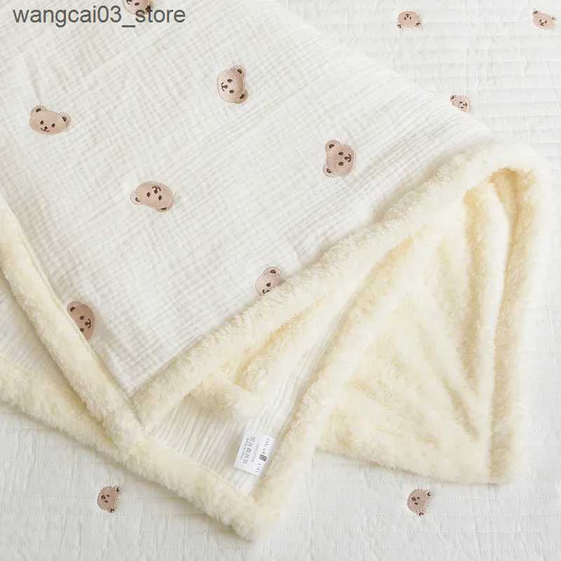 Blankets Swaddling Baby Blanket Newborn Fleece Muslin Baby Swaddle Wrap Printed Super Soft Warm Throw Blankets Crib Stroller Cover Quilt L240910