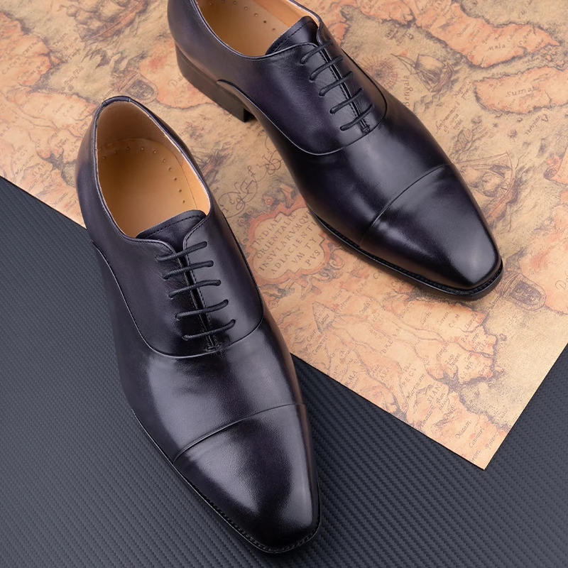 Successful business shoes mens pure leather elegant high-end Oxford natural handmade formal dress office party set black 241007