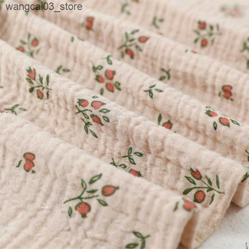 Blankets Swaddling Cotton Swaddle Blanket Baby Blanket Solid Color Floral Print Muslin Diaper Swaddle New Born Crinkle Fabric Born Stroller Cover L240