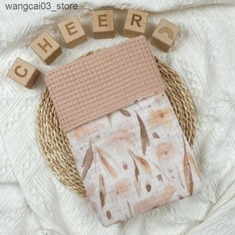 Blankets Swaddling Muslin Baby Bedding Swaddle Blanket Baby Blanket Newborn Gauze Infant Waffle Cotton Recieving Blankets Print Abies Accessories L240