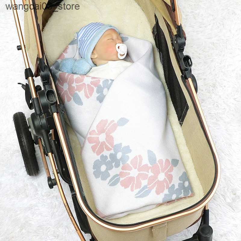 Blankets Swaddling Newborn Baby Blanket Knit Infant Stroller Swaddle Super Soft 90*70CM Toddler Girl Boy Bed Quilt Fashion Floral Plaid Sleep Cover L2