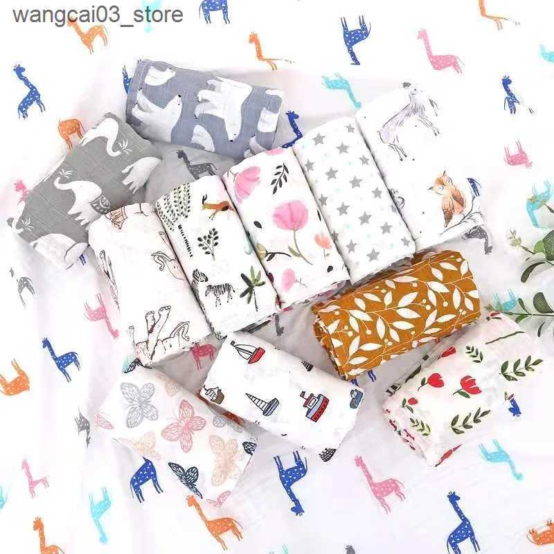 Blankets Swaddling 29 Designs Super Soft Cotton Muslin Baby Swaddle Blanket Skin-friendly Newborn Swaddle Wrap Baby Bedding Sheet Swaddle Blanket L240