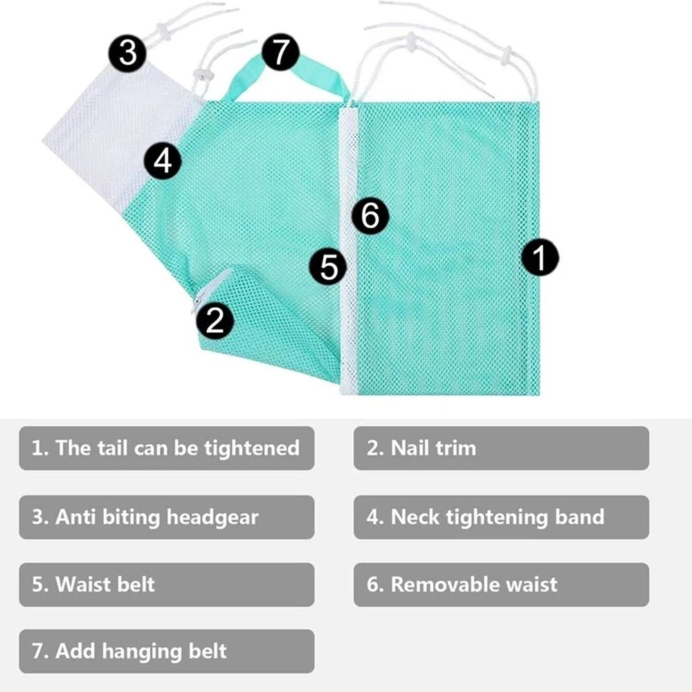 Cat Grooming Shower Bag Mesh Polyester Wash Mesh Bags Adjustable Cats Restraint Bag Prevent Scratching For Bathing Nail Trimming