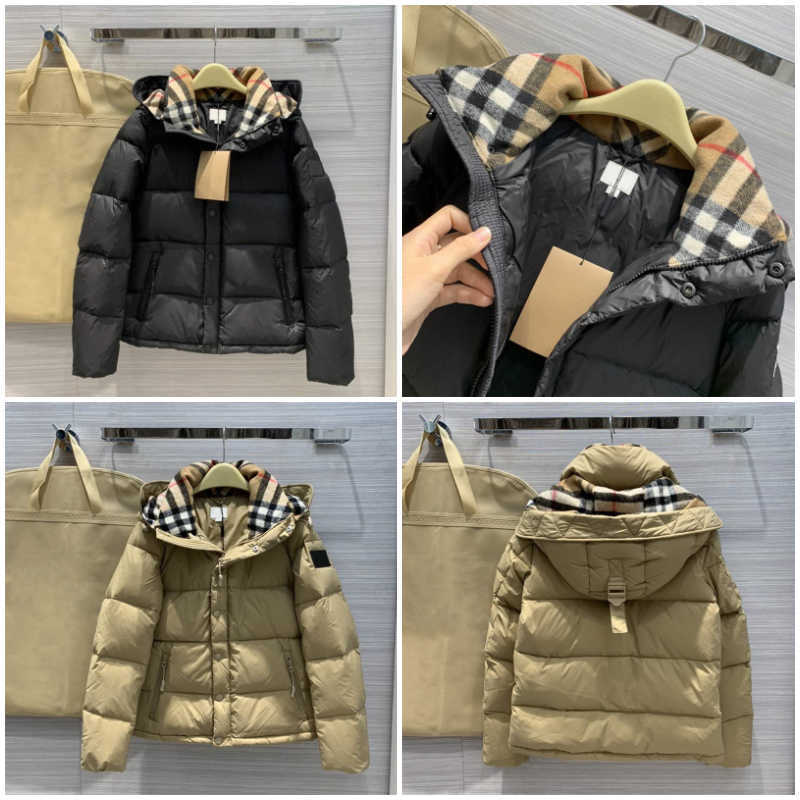 coats designer women winter jacket with hood Classic check high quality outdoor womens coat Fashion letter armband Thickened Windproof Short puffer jacket women