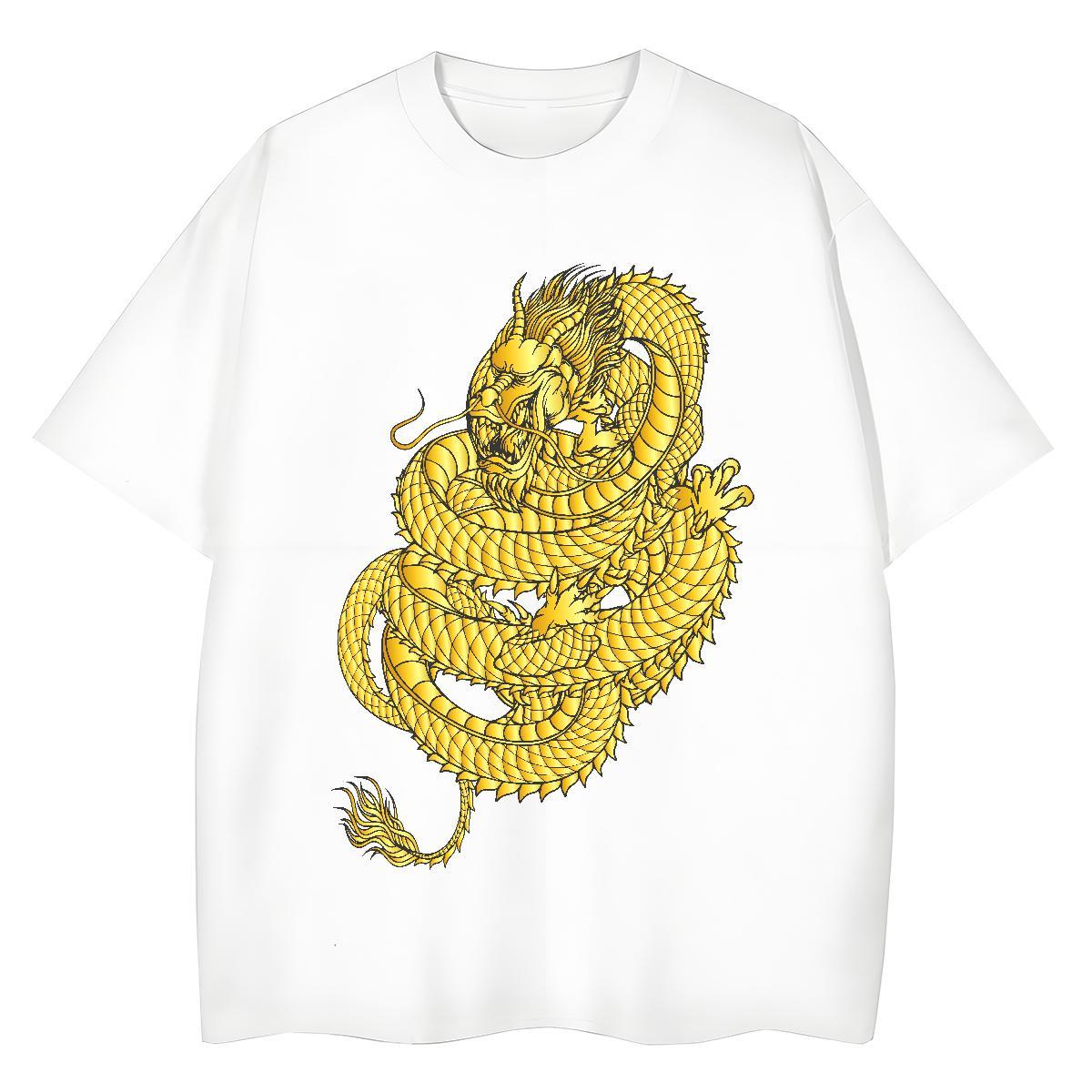 Fashion New T-Shirts for Women 230g Cotton Breathable Street Wear dragon Couples T Shirts Brand Custom Cartoon Tees Shirts