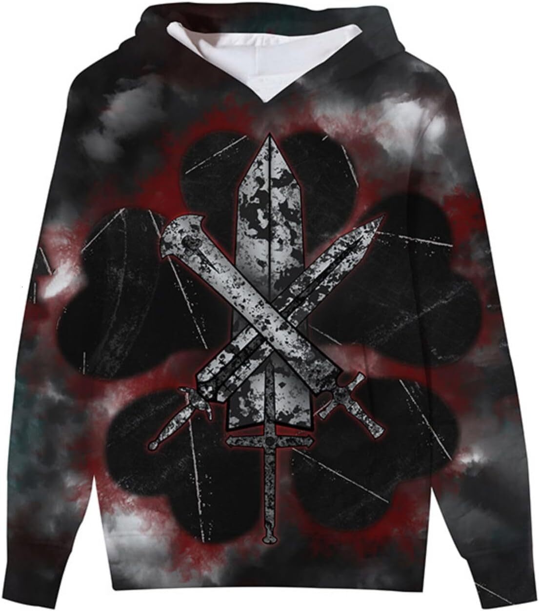 Hoodie for Mens Womens Unisex Anime Hoodie,3D Anime Printed Hooded Sweatshirt, Black Clover Pullover Hoodie for Men Women Boy Graphic Hoodies sweatshi