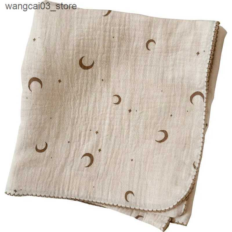 Blankets Swaddling 2Layer Blanket for Newborn Baby Floral Cotton Muslin Swaddle Thin Baby Summer Blanket Infant Toddler Baby Bath Towel100X100CM L2409
