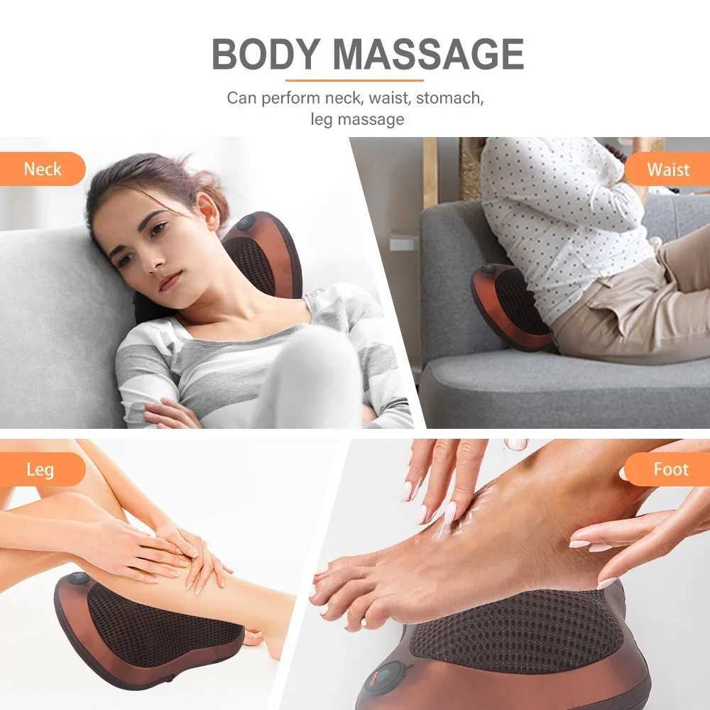Head massager car home use Cervical finger pressure massage neck back waist body electric heating kneading infrared therapy massage pillow W240819