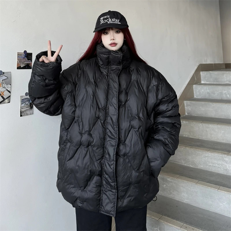 Apricot Down Jacket Womens Thick Coat American Street Clothing Y2K Style Duck Down Womens Winter Solid Short Coat 241009