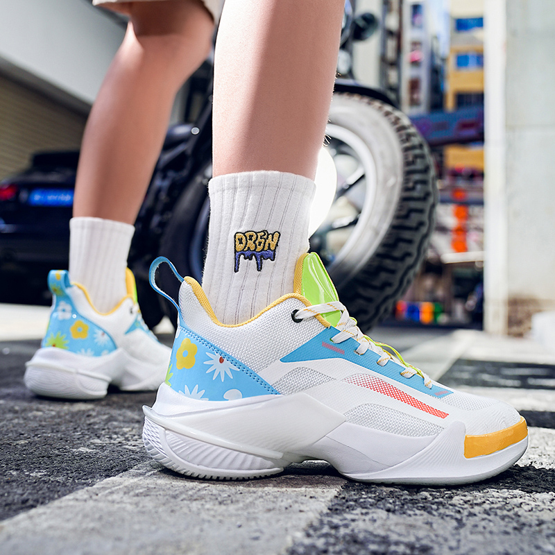 Youth sports shoes male anti-slip wear-resistant big children high school students net surface breathable basketball shoes