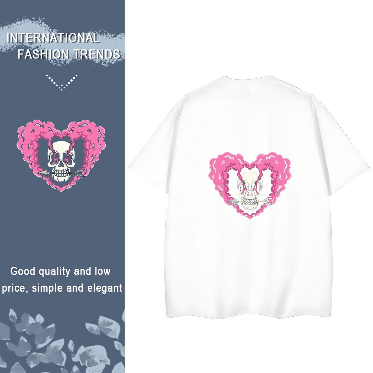 Casual New T Shirt For Woman 100% Cotton 230g O Neck Short Sleeves Sport skull Women Tshirts Female Anime Oversized Wear