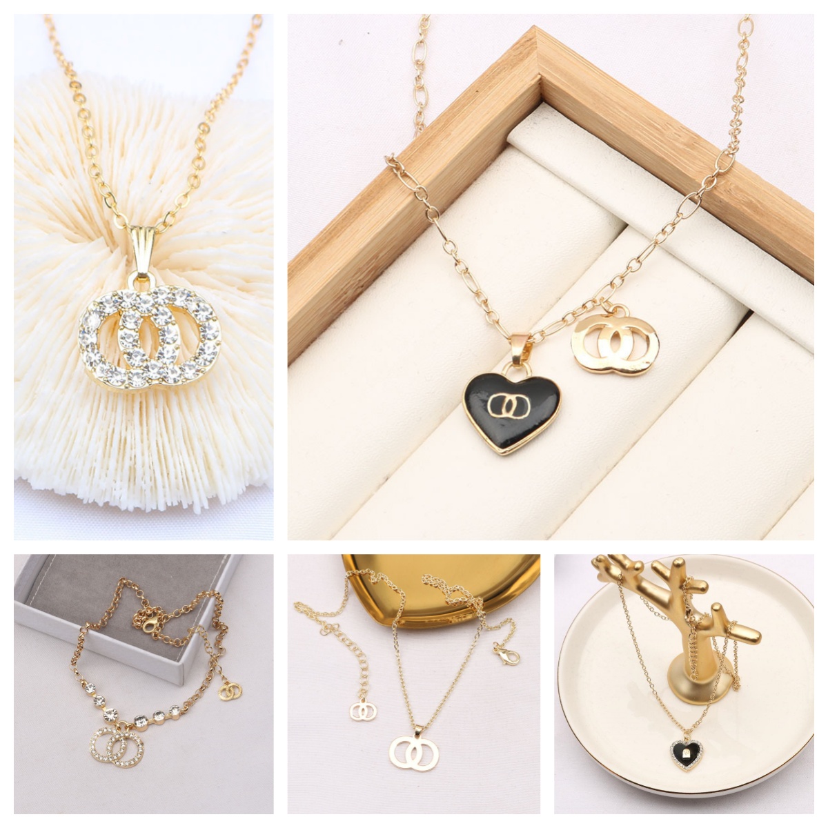 20 Style Simple Fashion Designer Necklace Pendant Necklaces Dia Rhie Stainless Steel Plated Letter For Women Wedding Jewelry no box