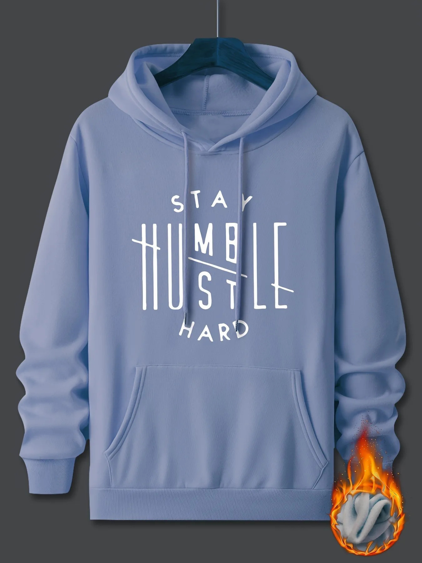 Stay Humble Hustle printed hoodie mens casual pullover hooded sweaters Kangaroo Pocket street wear for winter Fall 241011