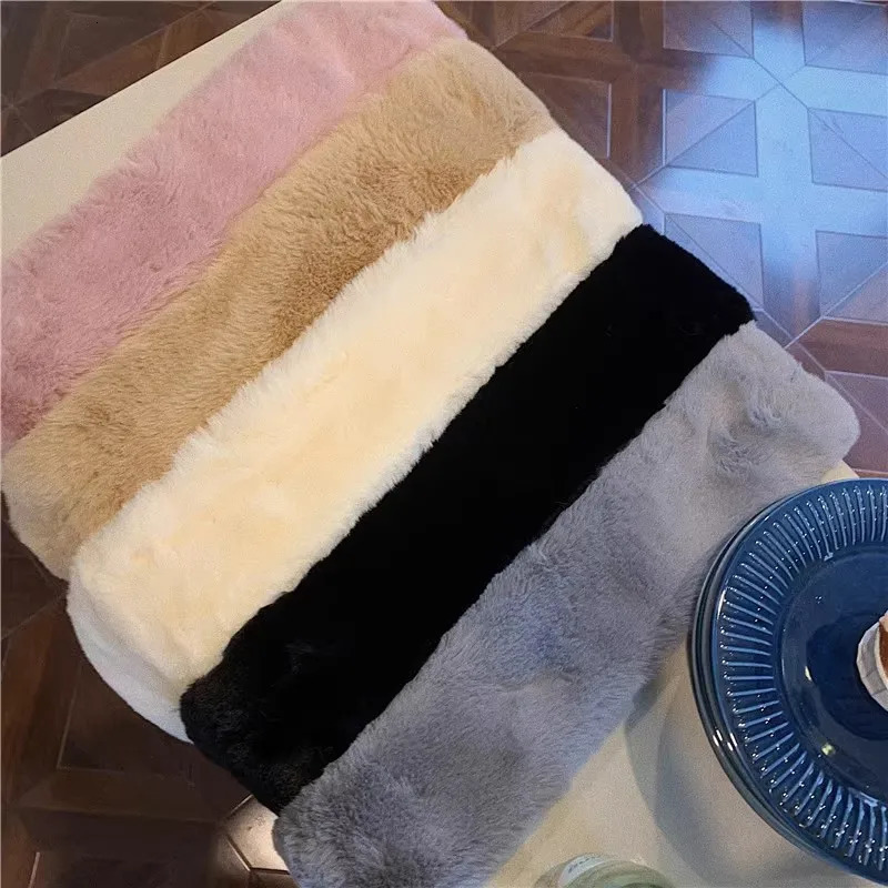 Korean Plush Faux Rabbit Fur Thick Plush Shawl Scarf for Female Winter Oudoor Windproof Solid Color Cross Neck Guard Warm Scarfs 241009