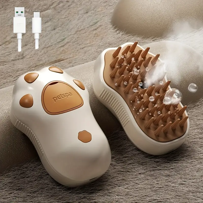 1pcs3-in-1Electric Steam Cat Brush Tool with Self-Cleaning,Silicone Massage Bristles Hair Remover Coat Care for Cats & Dogs