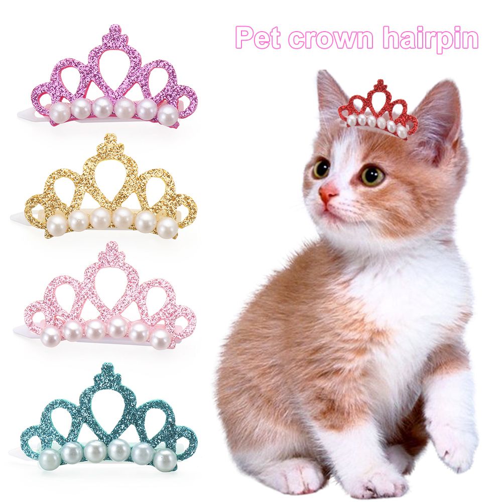 Pearl Random Pet Supplies Headdress Cat Grooming Puppy Accessories Bow-tie Hairpin Hair Clip Dog Bowknot Crown Shape