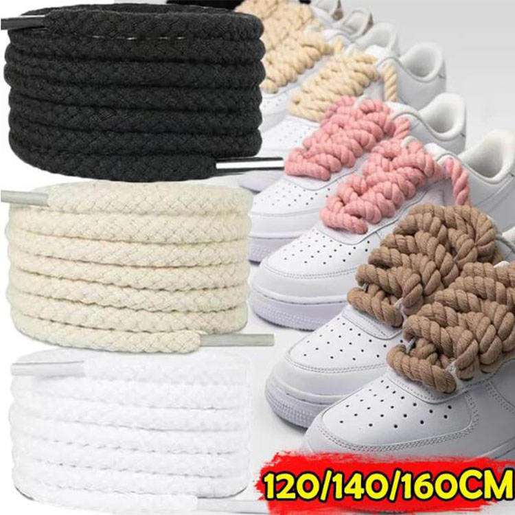 free ship 120cm 140cm and 160cm bold cotton linen shoelace rope sport shoe decoration shoe lace accessories 4 colors