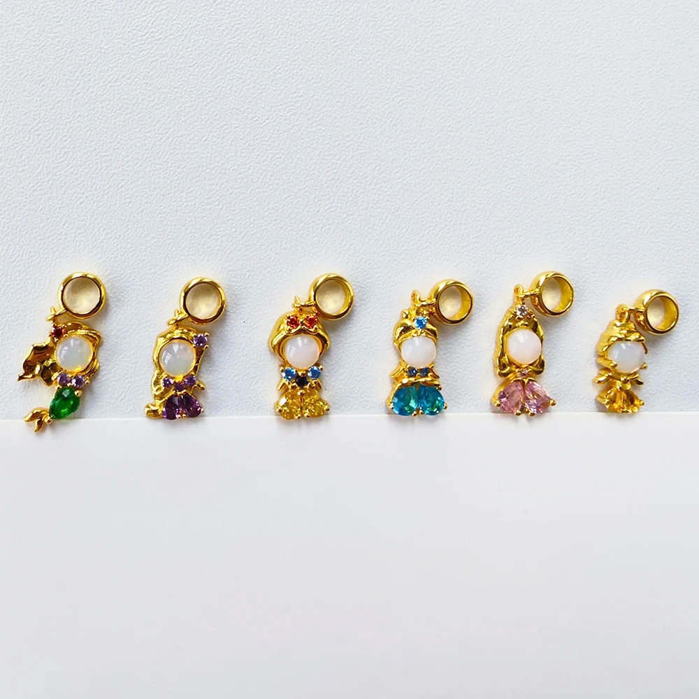 ins Cartoon Cute Zircon Princess Pendant Charm For Women Girl Fashion Accessories DIY Jewelry Gift 241010