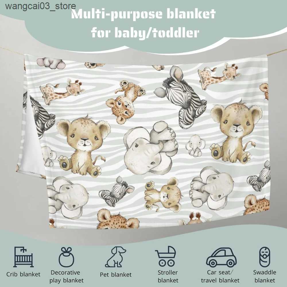 Blankets Swaddling African Animal Baby Blanket Newborn Boy Girl Shower Gift Elephant Giraffe Lion Flannel Fleece Nursery Bed Receiving Swaddle L240910