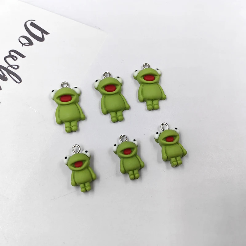 10pcs Kawaii Green Frog Charms for Jewelry Making Lovely Animals Floating Pendants Diy Earring Keychain Finding C964 241010