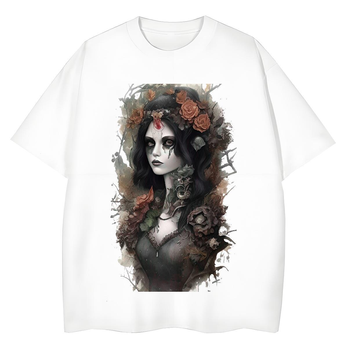 TOP Quality T-Shirts for Women 230g 100% Cotton Breathable Crew Neck Casual portrait Unisex Tshirts Lady Black Oversized Clothes Shirt
