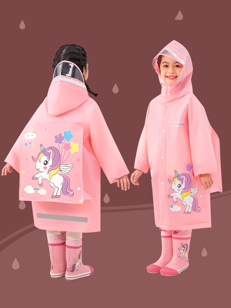 Multi functional children's raincoat with hat easy to cope with changing weather conditions