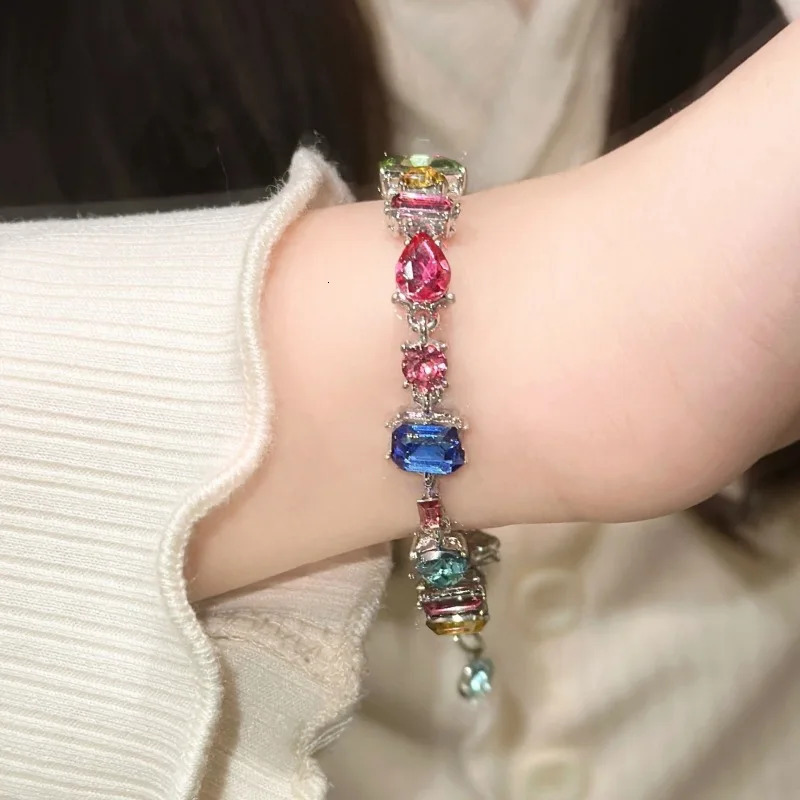 colored crystal necklace womens bead bracelet chain elegant Kravik chain wedding jewelry set gift 241011