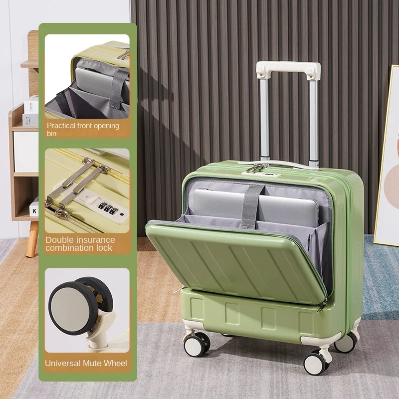 Front Opening Small Multifunctional 18 inch PC Boarding Lage Set Thickened Trolley Case Rechargeable 241007 0831 4