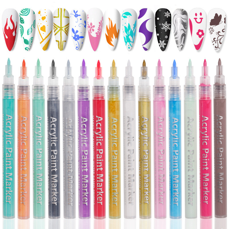 Nail Art Pens 3D Nail Polish Pens Graffiti Nail Dotting Tools Acrylic Paint Pens Drawing Painting Point Liner Pen for Nails Art Design Manicure for Ho