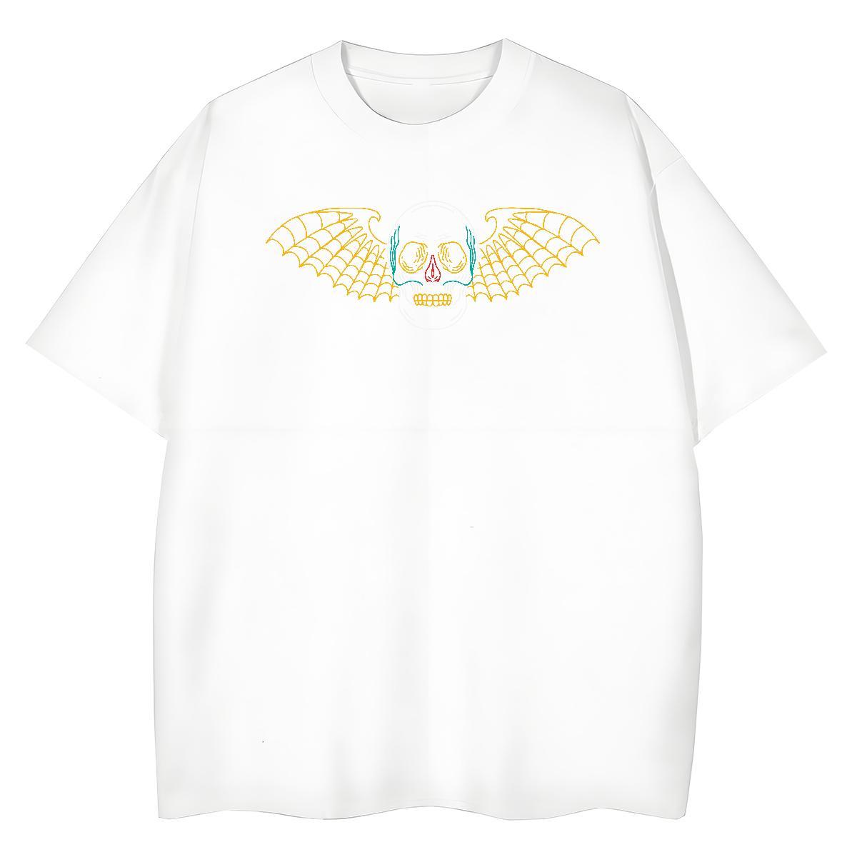 Fashion Casual T-Shirts 230g Pure Cotton Breathable Soft Casual Daily Wear skull Unisex Tshirts Lady White Plus Size Clothes