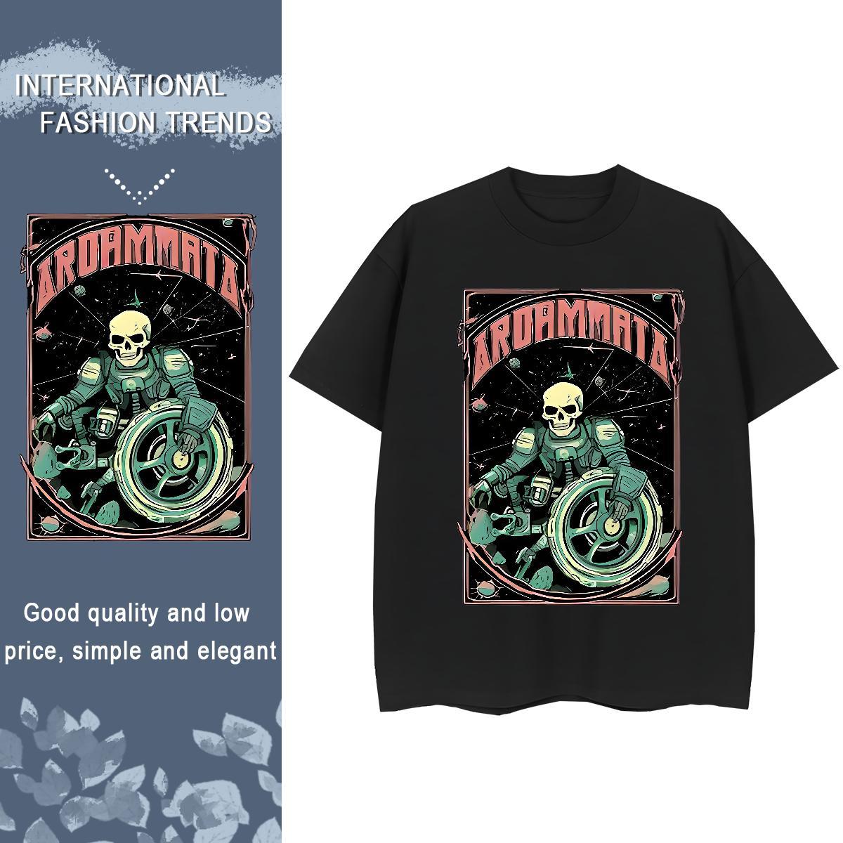 Factory Direct T Shirts Women 230g 100% Cotton Breathable Crew Neck Home Outdoor skull Woman Tshirt Female Oversized Wear