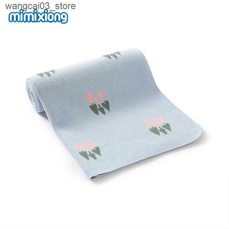 Blankets Swaddling Baby Blankets Newborn Swaddle Wrap 90*70cm Knitted Infant Boys Girls Monthly Crib Cellular Four Seasons Childrens Cotton Quilts L24