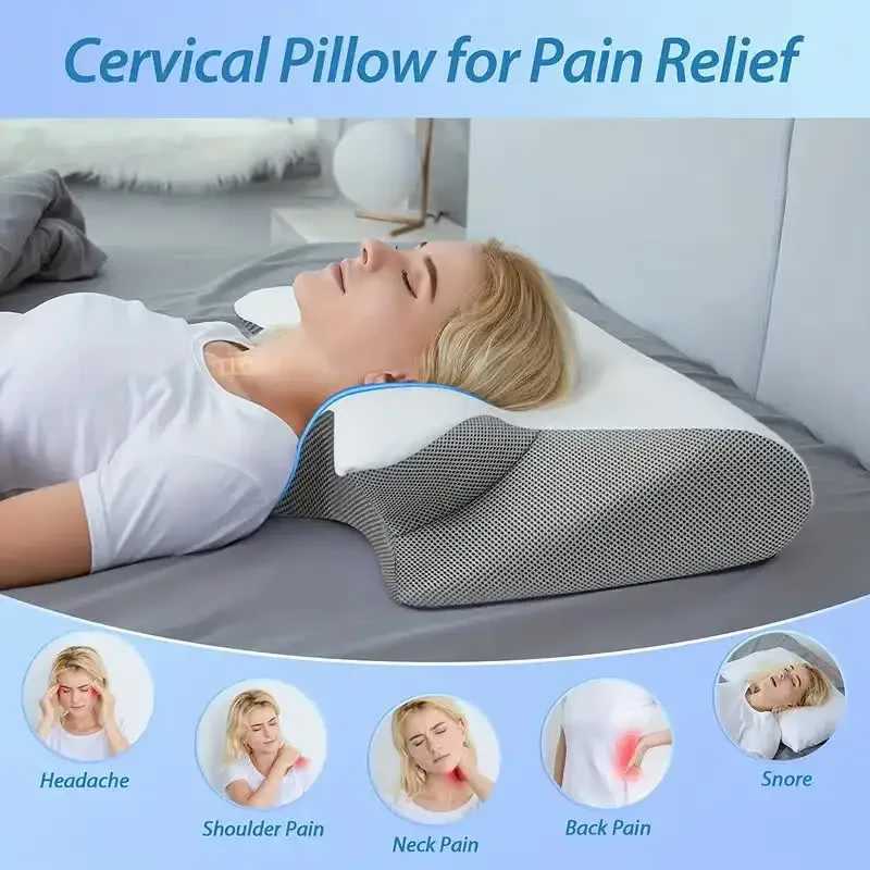 Memory foam cervical pillow 2 in 1 ergonomic contour orthopedic pillow for neck pain contour support pillow neck pillow W240819