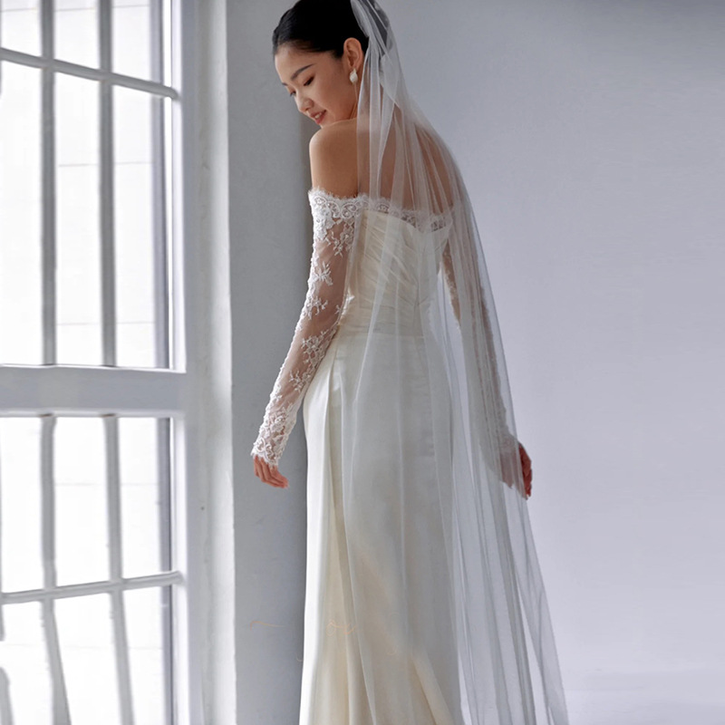 2025 New Arrival A-line Wedding Dress Off the Shoulder Long Sleeves Pleats Lace Satin Elegant Bridal Bride Gowns Boho Vestidos De Novia Customzie Mari